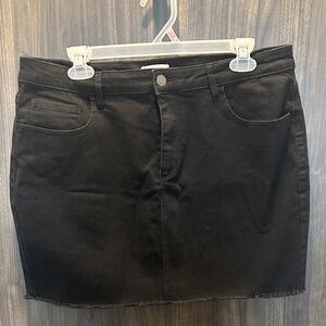 Garage Black Mini Skirt with Frayed Hem